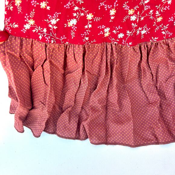 Nightcap Clothing Reversible Bohemian Boho Maxi Dress Red Ruffles Victorian 1 S - Picture 9 of 14